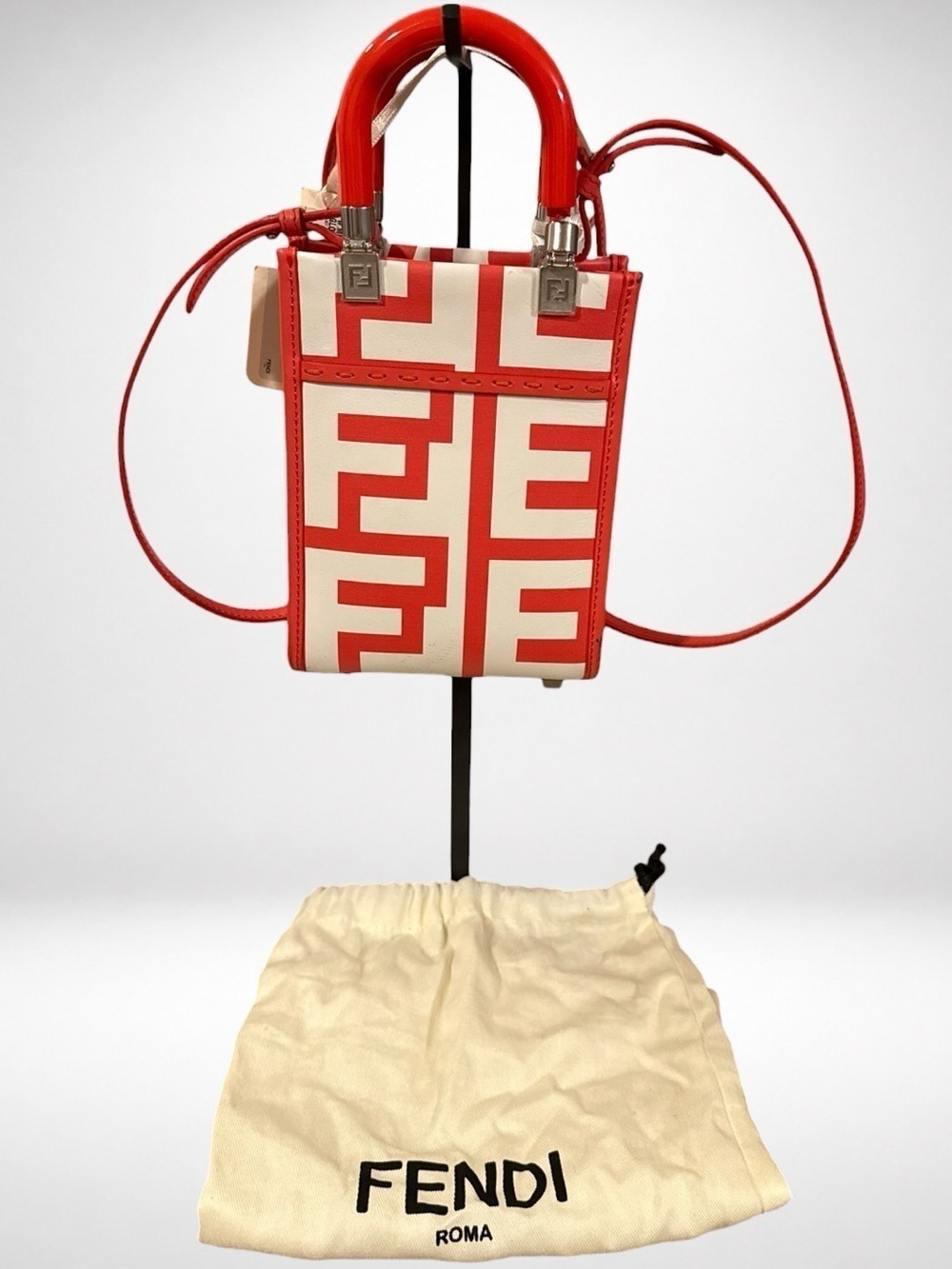 Fendi x Marc Jacobs Sunshine Mini Tote Coral Leather Crossbody Bag Y2K - Picture 2 of 16